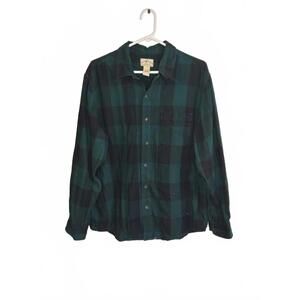 Blue Mountain Men's Large Green and Black Plaid Cotton Shirt